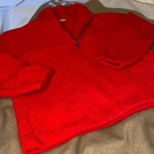 Red Sherpa pullover